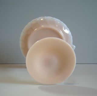VNTG Cambridge Crown Tuscan Nude Shell Compote Pink Opaline Art Deco Glass 3