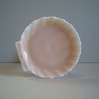 VNTG Cambridge Crown Tuscan Nude Shell Compote Pink Opaline Art Deco Glass 4