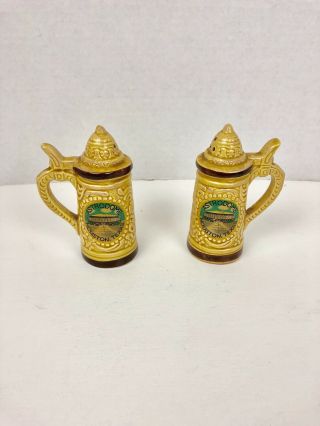 Houston Astrodome Stein Salt And Pepper Shaker Texas Made In Japan Vintage Rare