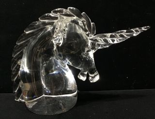 Vintage Cartier Large Crystal Unicorn Head Bust Figurine Paperweight