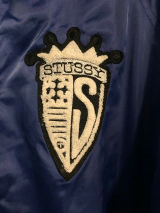 Stussy Authentic Wear Vintage Blue Satin Bomber Size XL 2