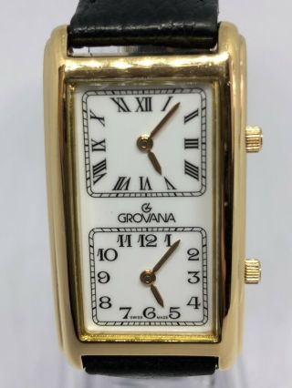 Ladies Grovana Swiss Dual Time Zone Gold Plated Watch In.