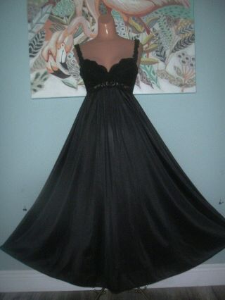 Vintage Black Bra Top Olga Nightgown Gown Style 92040 Gorgeous Decollete M 36