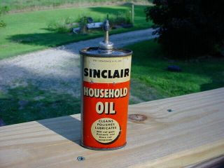 Vintage Rare Sinclair Lead Top Handy Gun Reel Oiler Oil Tin Can