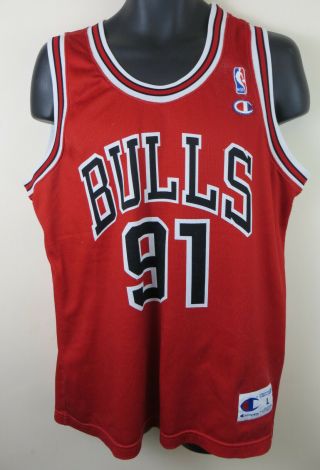 Champion Dennis Rodman 91 Chicago Bulls Nba Vtg Basketball Jersey Vest Large L