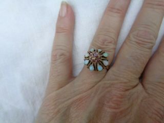 Vintage 14k Gold Ruby & Opal Princess Harem Ring - Sz 7.  5