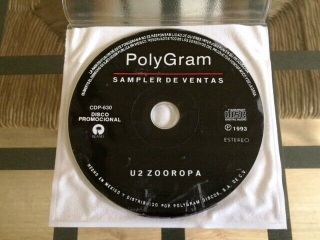 U2: Zooropa - Ultra Rare Mexico PolyGram Promo Sampler CD - Cat No: CDP - 630 6