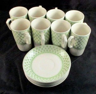 Vintage W Adams & Sons Ironstone Cups And Saucers England