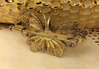 Vintage Antique.  800 Sterling Silver Filigree Butterfly Brooch Pin Fine Jewelry 3