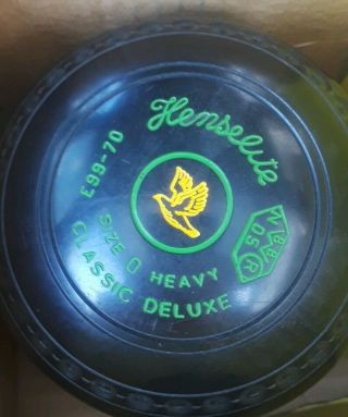 Vtg Henselite Lawn Bowls Set of 4 Deluxe size 0 Classic Heavy shape 3