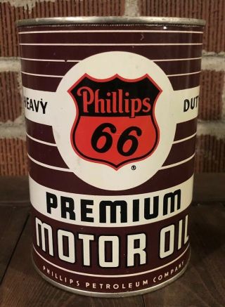 Vtg Phillips 66 Premium Motor Oil 1 Quart Oil Can Tin Near Gas Oil Station