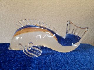 Vintage Steuben Crystal Fish Clear 7 1/2 " Length By 3 1/8 " Tall