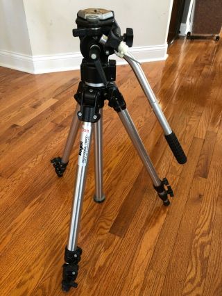 Vintage Bogen Manfrotto 3011 Professional Tripod W/ 3063 Fluid Head.  Italy - Made.