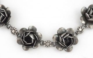 1920 - 40s RARE VINTAGE - CRAFT CORO - STERLING SILVER FLORAL NECKLACE 3
