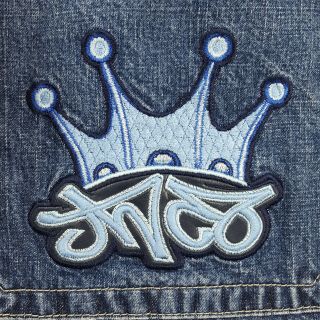 Vintage JNCO Crown Logo Baggy Skater Wide Leg Denim Jeans Men ' s Size 31x30 3