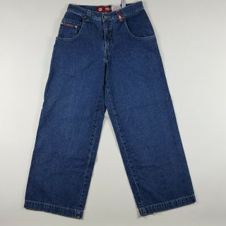 Vintage JNCO Crown Logo Baggy Skater Wide Leg Denim Jeans Men ' s Size 31x30 4