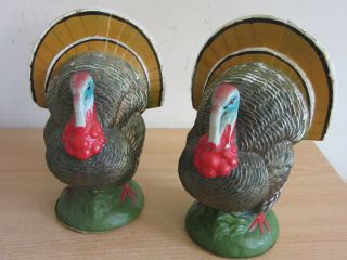 2 Vintage Compoition 8 " Turkey Figures Germany,  Us Zone Candy Container / Bank?