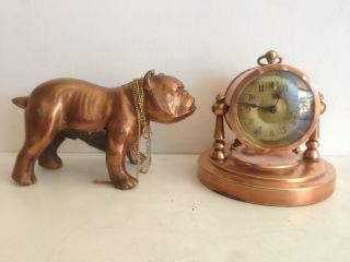 Antique/vintage German Mantle Clock With Small Dog Statue