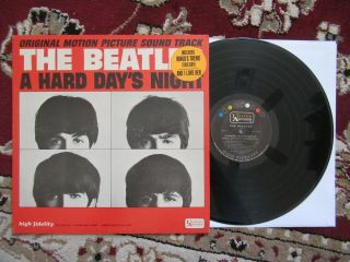 Beatles 1964 FIRST ISSUE MONO ' A HARD DAYS NIGHT ' LP W RARE SONG STICKER COVER 2