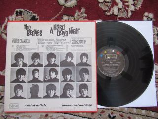 Beatles 1964 FIRST ISSUE MONO ' A HARD DAYS NIGHT ' LP W RARE SONG STICKER COVER 3