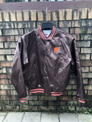 Vintage 80s Cleveland Browns Nfl Swingster Jacket Coat Size Large Euc