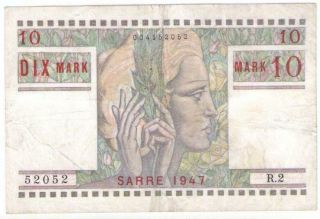 Saar 10 Mark 1947 P - 6 Rare