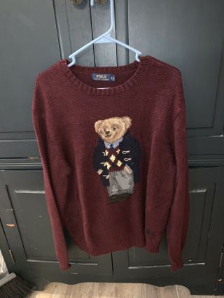Vintage Mens Polo Bear Sweater Large Ralph Lauren L