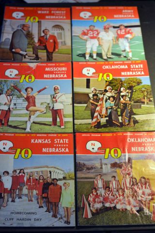 1970 Nebraska Cornhuskers Vintage Football Program Vg To Ex - Complete Set Of 6