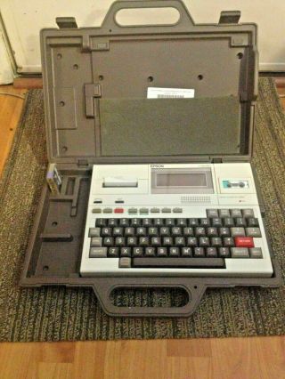 Vintage Epson Hc - 20 Portable Computer With Case And Tape Drive