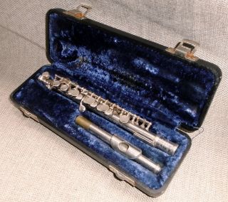 Vintage Silver Plated Flute Piccolo W/ Case Armstrong Elkhart 33 61188 Sign 477b