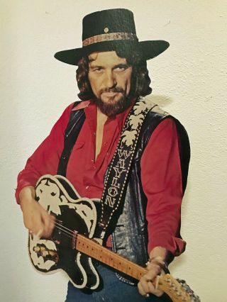 1970s Waylon Jennings Vintage Cardboard Cutout Record Display