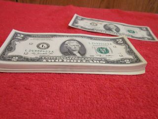 77 Uncirculated $2 Dollar Bills In Sequence Order Rare 2009 Searies