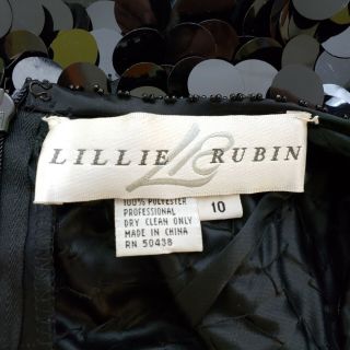 Vintage Lillie Rubin Womens Sz 10 Black Sequin Sleeveless Spaghetti Strap Dress 6