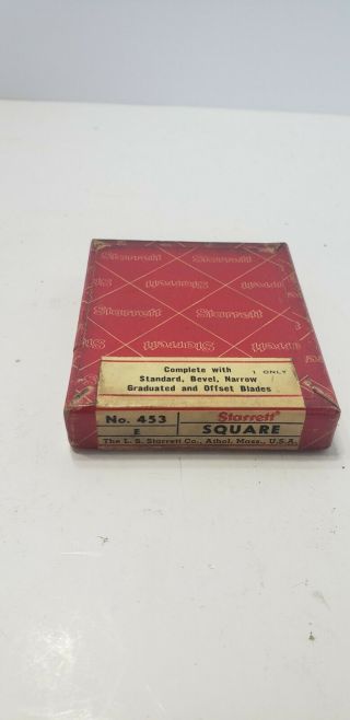 Vintage Starrett No.  453 Toolmakers Square with Box 8