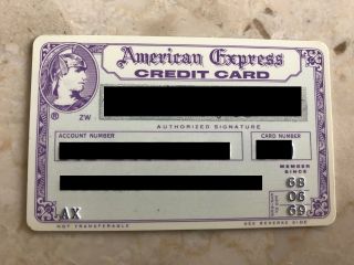 American Express Purple Centurion Era Card 1969