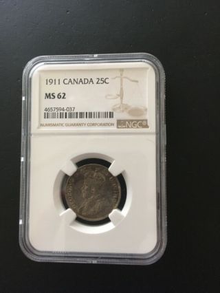Canada Canadian Ngc 62 1911 25 Cents Quarter Rare