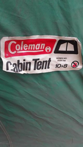 RARE Vintage Coleman Canvas 8x10 Tent 8429 - 708. 4