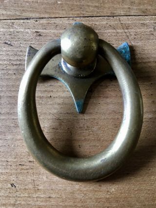 Pair Antique Door Pulls Ring Handle Large Vintage Reclaimed Old Salvage Brass 8