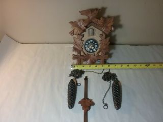 Small Vintage Cuckoo Clock With Pendulum And Weights