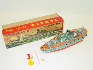 Vintage Japan Tin Litho Yamato Battle Ship,  Toy Vehicle