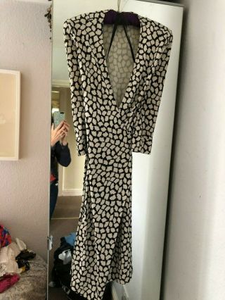 Dvf Diane Von Furstenburg Vintage Label Black And White Wrap Dress Size 10