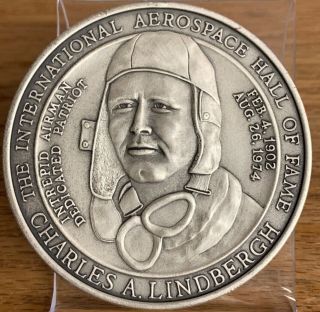 Rare 1977 Charles A.  Lindbergh Medallic Art Co Golden Jubilee Silver Medallion