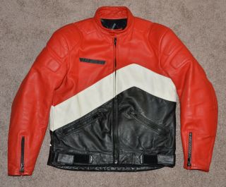 Vintage Dainese Leather Motorcycle Jacket Eu 54 Black Red White
