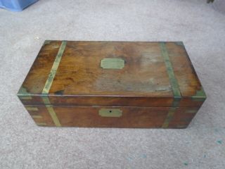 Antique Vintage Walnut Wood Writing Slope Desk Top Stationery Storage Box 1874