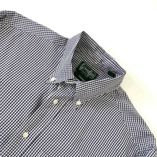 Gitman Bros Vintage Cotton Button Down Blue White Gingham Check Shirt,  Medium