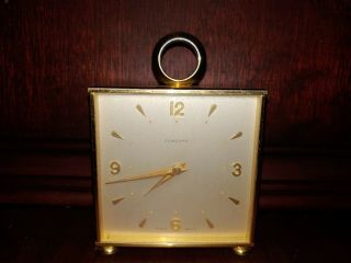 Vintage Rare Concord Swiss 8 Day Brass Desk Clock With 2 Face Dial