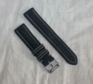 Vintage Breitling 20mm Black Kevlar Stainless Steel Buckle Watch Band Strap