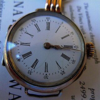 Antique Swiss Made Silver And Gold Woman,  S Nurse Pendant Watch W Lavalier