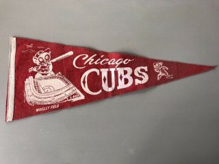 Vintage Chicago Cubs Pennant Wrigley Field Mascot Red White 28 " Baseball
