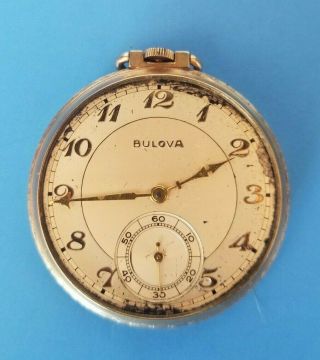 Antique Bulova 17 Jewels 14k Gold Filled 45mm Pocket Watch (restoration Grade)
